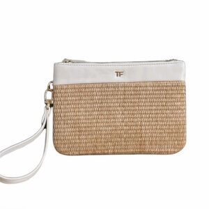 Tom Ford Beauty Makeup Cosmetic Wristlet Straw Raffia Pouch